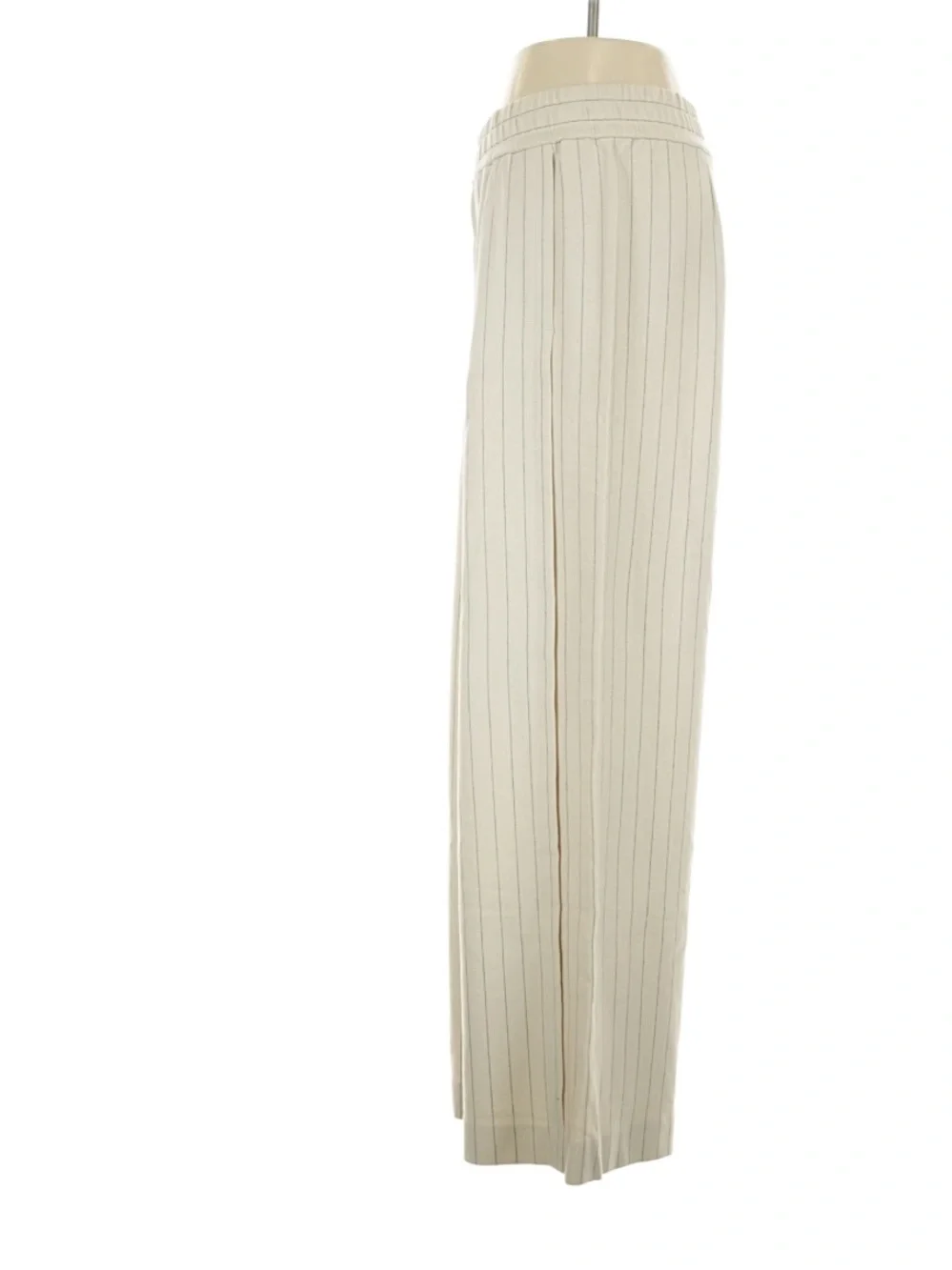 COS Wide Leg Striped Linen Blend Pants Cream Black Stripes Size Small